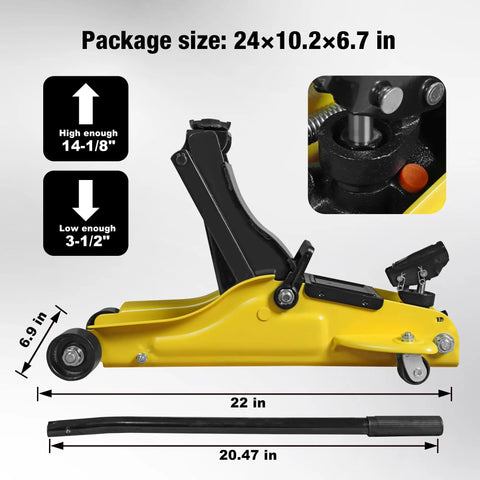2.5 Ton Trolley Jack With Carrying Case Hydraulic Low Profile Floor Jack For Cars Lift With Single Piston Pump