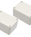 2-Pack Weatherproof Outdoor Junction Box Set, IP65 ABS Plastic Enclosures in Gray-White, 100x68x50mm, shown side by side