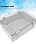 Tough As Nails Outdoor Junction Box with transparent cover and buckle, IP66 weatherproof ABS enclosure for outdoor installations.