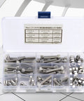 Top Notch 90 Piece Stainless Steel Hex Cap Screw Assortment Kit With Matching Nuts Includes 1/4 20 UNC Size Plus Rust Proof 304 Build For Heavy Duty Home Auto And Outdoor Repair Projects Guaranteed To Perform. open organizer with 1/4-20 UNC screws and nuts