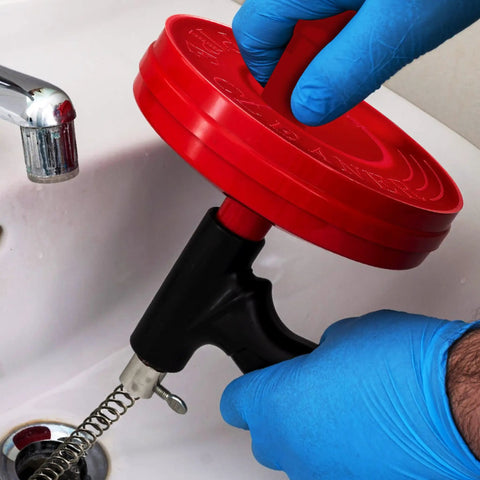 Using 15 Foot Hand Crank Drain Auger With Pistol Grip For Small To Medium Household Drains, 0.25 Inch Canister Snake in bathroom sink