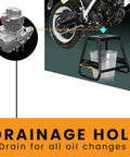 Heavy Duty Motorcycle Stand for Dirt Bikes and Off Road MX Rides Built Tough Universal Fit Powder Coated Steel Non Slip Maintenance Stand for Dirt Bike Servicing and Repairs Black Finish with drainage hole for oil changes