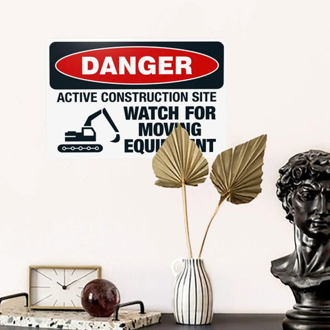 Construction Site Moving Equipment Warning Sign 8 By 12 Inches Aluminum Safety Notice For Garage Street Renovation