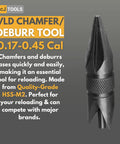Get Your Hands On This Awesome McJ Tools Reload Chamfer Deburr Tool For Vld Cases, 0.17-0.45 Cal, made from HSS-M2 for precision reloading.