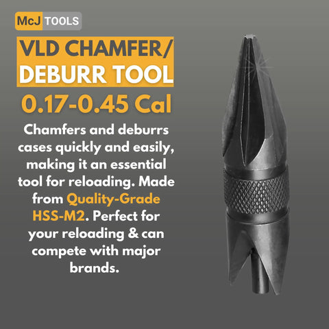 Get Your Hands On This Awesome McJ Tools Reload Chamfer Deburr Tool For Vld Cases, 0.17-0.45 Cal, made from HSS-M2 for precision reloading.