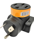 Slick Nema Tt-30p To 14-50r Ev Charging Adapter close-up showing compact design and solid copper terminals for easy use.