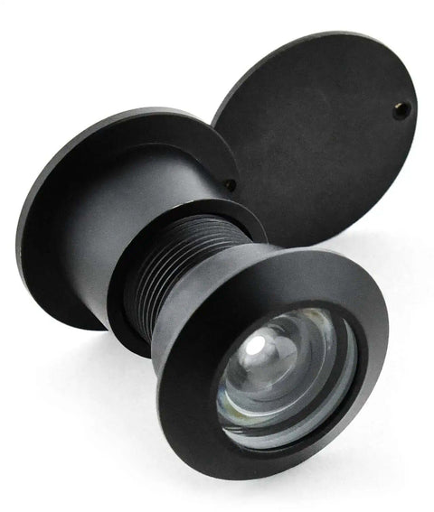 Solid Brass Door Viewer Peephole With 220 Degree View And Privacy Cover, Heavy Duty All Metal, Modern Black Finish, Side View