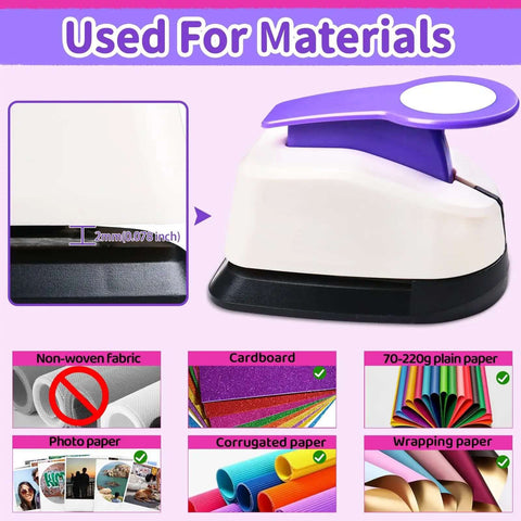 Dope Circle Hole Punch Kit for Scrapbooking and Card Making with multiple material options shown, highlighting material compatibility.