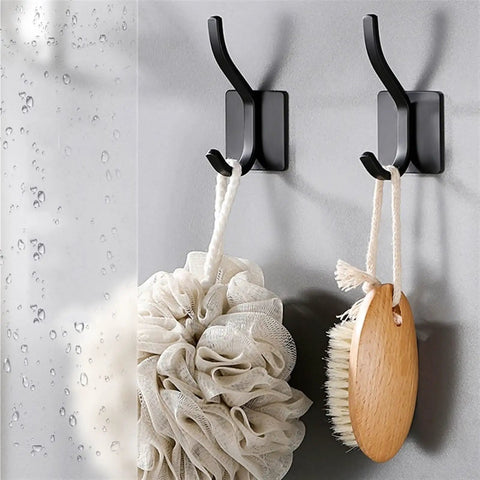 Top Notch Wall Mounted Coat Rack Easy Peasy Drill Free Install Hella Sturdy Stainless Steel Hook Rail For Entryway Bedroom Holds jackets, loofah, and brush.