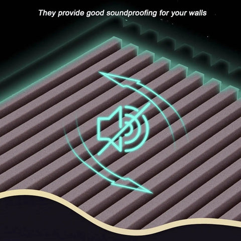 High Density Acoustic Foam Panels For Room Noise Reduction Water Resistant Soundproof Wall Pads With Tight Adhesive Backing hardcore studio blocks with ridged texture for soundproofing.