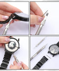 78 Pcs Watch Pins Replacement Kit Stainless Steel Spring Bars With Strap Remover Tool for Metal and Leather Watches in use