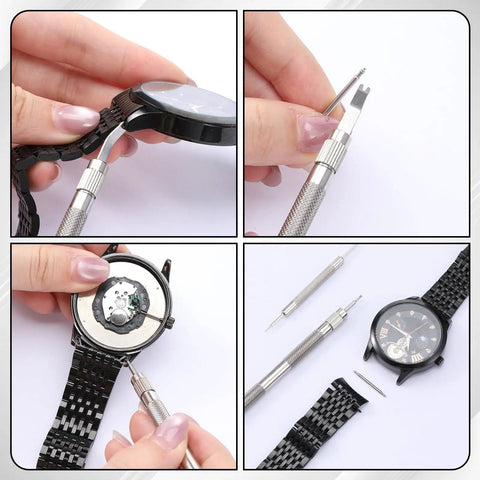 78 Pcs Watch Pins Replacement Kit Stainless Steel Spring Bars With Strap Remover Tool for Metal and Leather Watches in use