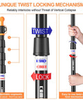 Heavy Duty Aluminum Tent Poles For Tarp And Canopy Adjustable Telescoping Poles With twist lock mechanism and hand grip