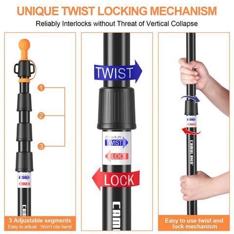 Heavy Duty Aluminum Tent Poles For Tarp And Canopy Adjustable Telescoping Poles With twist lock mechanism and hand grip