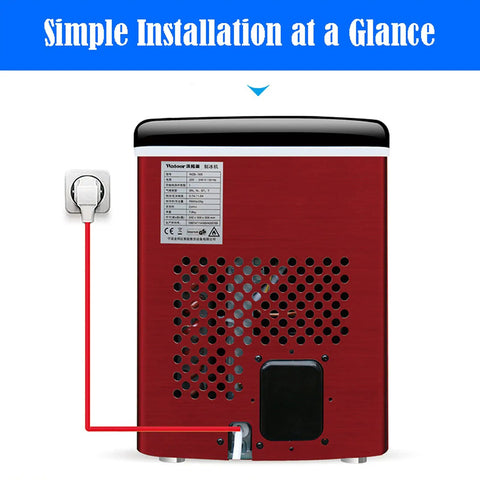 Quick Chill Portable Ice Cube Maker With Automatic Self Clean, Compact Countertop Machine back view with power connection and ventilation.