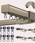 Heavy Duty Ceiling Track System For Bay Windows With Corner Connectors And Roller Glides, Hanging Accessories Display