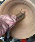 Pro Grade Stainless Steel CNC Machined Woodturning Tool Rest Platform With Solid Post And Collar For Scrapers And Turning Tools in use