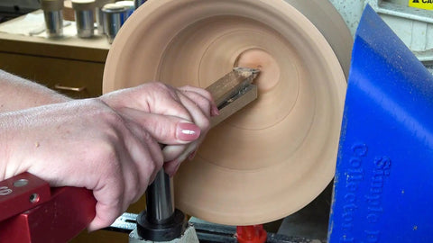 Pro Grade Stainless Steel CNC Machined Woodturning Tool Rest Platform With Solid Post And Collar For Scrapers And Turning Tools in use