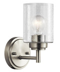 Winslow 9.25 Inch Wall Sconce in Brushed Nickel with Clear Seeded Glass 1 Light Modern Fixture, wall-mounted detail