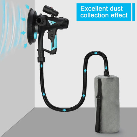 Powerful Drywall Sander With Vacuum Handheld 720W 7 Inch Sander Tool Pro Grade showing dust collection hose and bag
