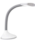 SmartLight Full Spectrum LED Desk Lamp with flexible gooseneck in white, ideal for reading and crafting, featuring adjustable brightness.