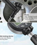 ALLmeter dial bore gauge installed in engine cylinder; close-up of black probe and dial indicator with locking knob.\"