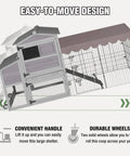 Outdoor Waterproof Chicken Coop With Run Two Level Wooden Hen House With Asphalt Roof Easy Move Design