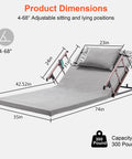 Product dimensions of Heavy Duty Electric Lifting Backrest Recliner With 300 Lb Capacity, adjustable from 4 to 68 degrees.