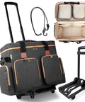 Detachable Trolley Rolling Teacher Tote Bag with Padded Laptop Compartment and Multifunctional Wheeled Briefcase in Gray