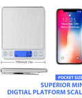 Rechargeable Kitchen Scale With Trays, Ultra Precise 3000g/0.1g Digital Food Scale with smartphone for size comparison