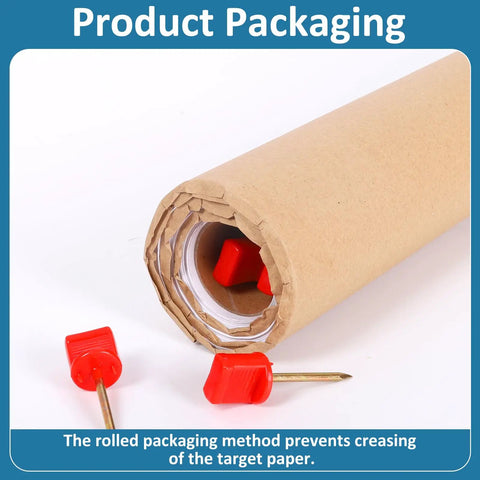 100 Pack Archery Target Paper 3 Spot Targets 17 By 17 Inches With 4 Archery Target Pins in rolled packaging