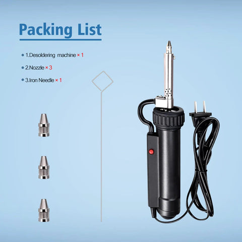 Automatic Desoldering Pump With Pro Grade Power, Solder Sucker Vacuum, Portable 30W Desoldering Iron Tool, 3 Tips, 110V AC