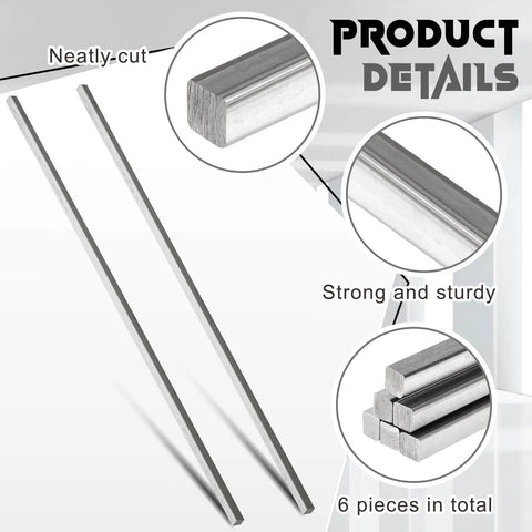 Image showing Six Piece 1/4 Inch Square Steel Bar Stock Set Cold Drawn Precision Key Stock Metal Bars Each 12 Inches Long Ideal For Milling Lathe Projects And Fabrication Tasks with strong and sturdy features.