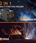 2 In 1 Flux Core And Stick Welder With 130 Amp 110V Gasless MIG Machine, Synergy IGBT Inverter, Portable Wire Feed Welder in action