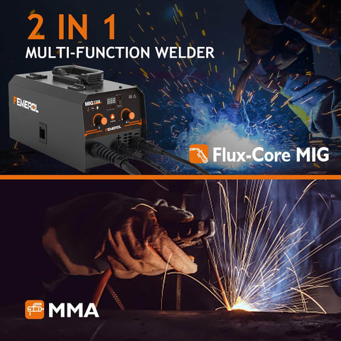 2 In 1 Flux Core And Stick Welder With 130 Amp 110V Gasless MIG Machine, Synergy IGBT Inverter, Portable Wire Feed Welder in action