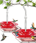 Two Pack Outdoor Hanging Hummingbird Feeders 16 Ounce Capacity With 30 Bee Proof And Leak Proof Feeding Ports Easy Clean Bird Feeder