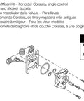 Diagram of Plastic Stem Mixer Cap For Pressure Balancing Valve On Older Style Coralais Bath And Shower Faucets Black One Size Replacement Part GP71969 Valve Mixer Kit Genuine Replacement For Coralais