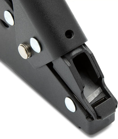 Close-up of Cable Tie Tensioning Tool For Nylon Ties With Built In Cut Off And Ergonomic Handle Durable Hand Tool WT1 Seven And A Half Inch Red