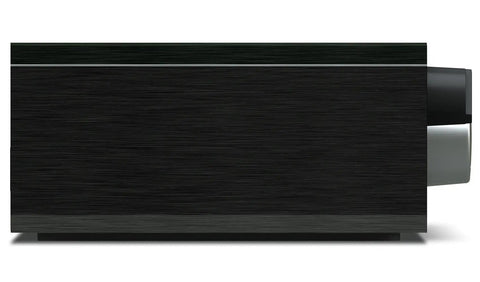 Side view of 2x2 USB Audio Interface With Onyx Mic Preamps 24 Bit 192 Kilohertz Recording, showing sleek black design.