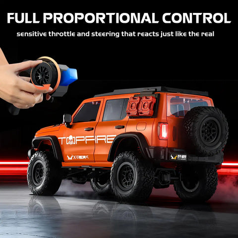 1/12 Scale RC Crawler Ready for Off Road Action, 4x4 Rock Truck RTR with GWM Tank 300 inspired body and remote control