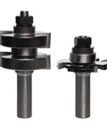 Two-piece router bit set, metal, 1-3/4 inch dia, adjustable, one and three quarter inch adjustable tongue and groove router bit set pro grade.