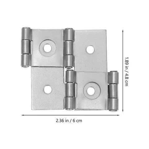 Heavy Duty 4 Pack Double Swing Door Hinges For Furniture And Screens In Silver Iron, 25mm Hole Spacing, 4.3mm Pin Diameter, top view