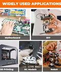 Collage showing applications of All In One Complete JST XH 2.5mm and DuPont 2.54mm Connector Kit in electronics and DIY projects