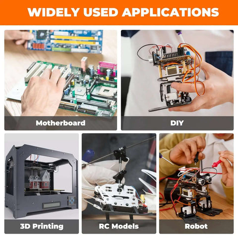 Collage showing applications of All In One Complete JST XH 2.5mm and DuPont 2.54mm Connector Kit in electronics and DIY projects