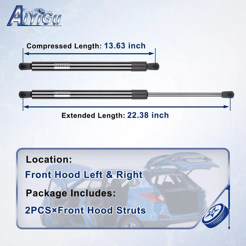 Heavy Duty Front Hood Strut Shock For Acura MDX 2007 To 2013, 13.63 to 22.38 inch steel gas lift support.