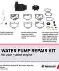 Upper Water Pump Repair Kit For Mercury And Mariner Outboard Engines 4 Cylinder Through V6 65HP with gaskets and impeller