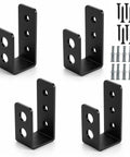 Heavy Duty 2x4 Door Barricade Brackets Kit With Screws And Anchors for secure entry, showing 4 U-brackets with included hardware