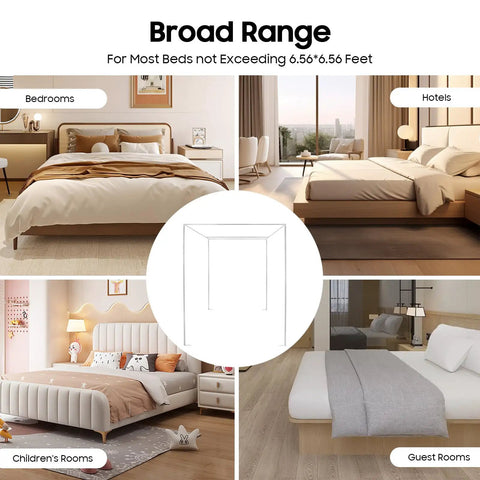 Hella Sturdy Queen Size Canopy Bed Frame Posts With Four Corner Stainless Steel Brackets For Universal Metal Wood Bedroom Setup in various room styles.