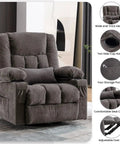 Oversized Recliner Chair For Adults With Vibration Massage And Lumbar Heating Swivel Rocker Recliner With Cup Holder And USB