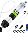Heavy Duty 500CC Fluid Extractor Pump With Dual Hoses For Quick Oil And Transmission Swap, compact design and accessories visible.